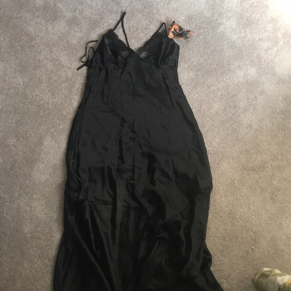 Long black lace charmeuse.